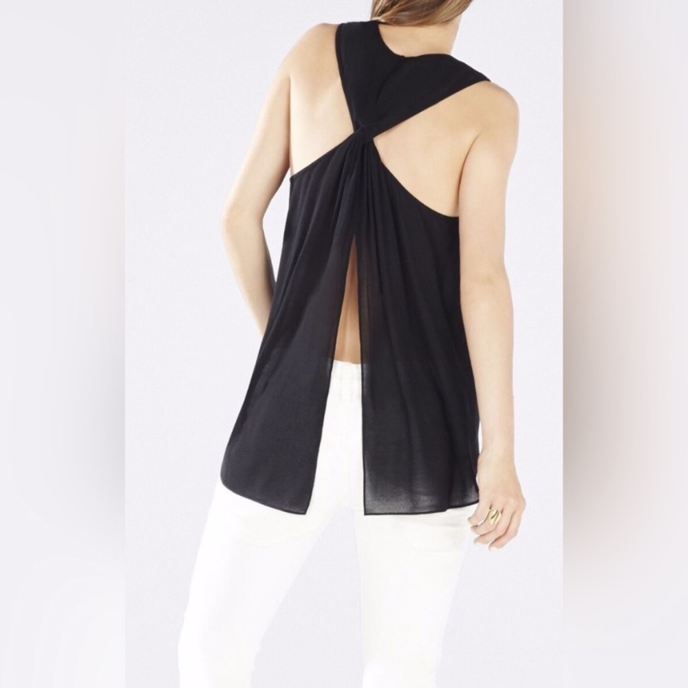 🌟3 for $30 🌟 BCBGMaxAzria | Jenina | Sheer Open-Back Tank | Black | M
